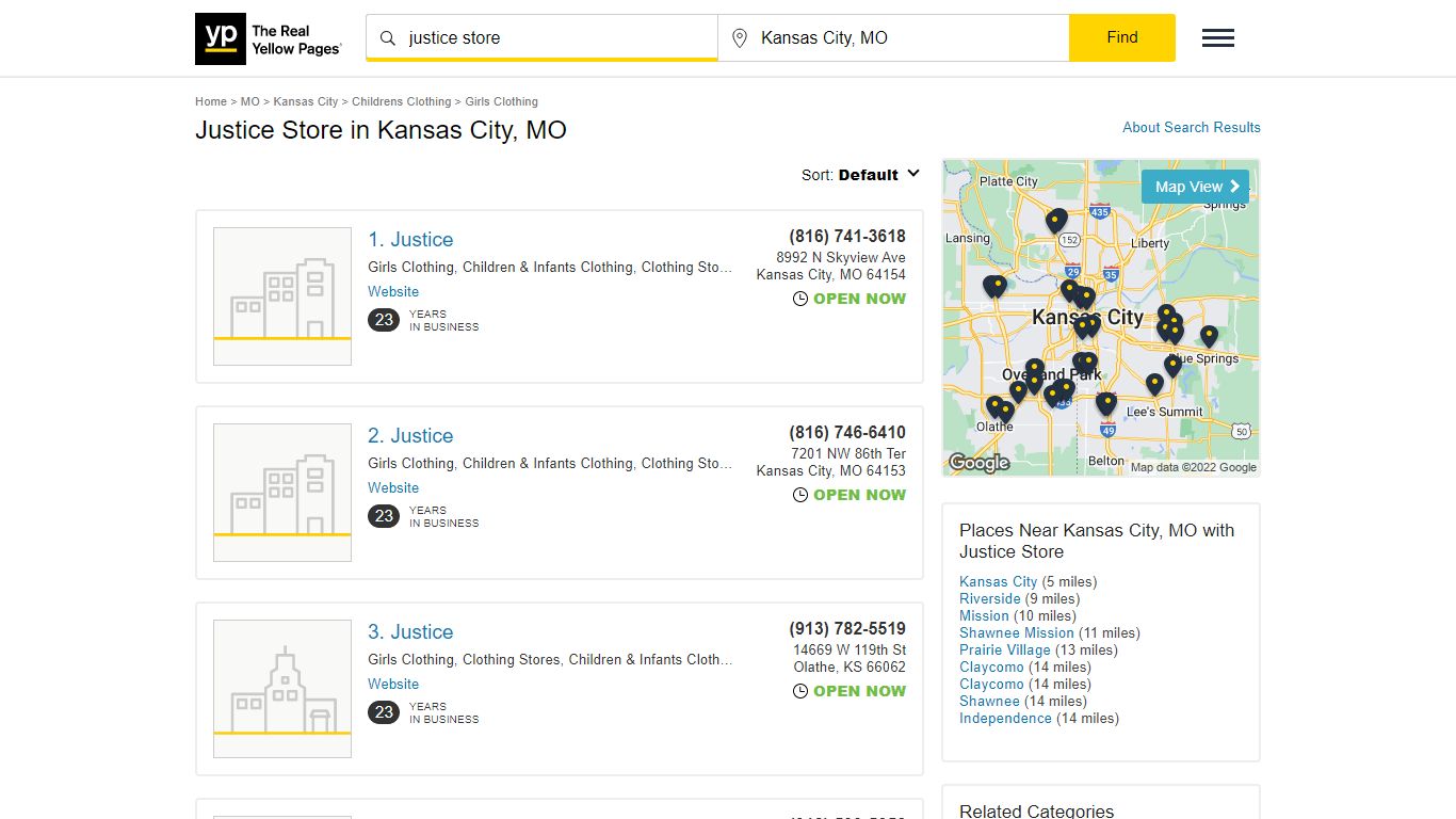 Justice Store Locations & Hours Near Kansas City, MO - YP.com