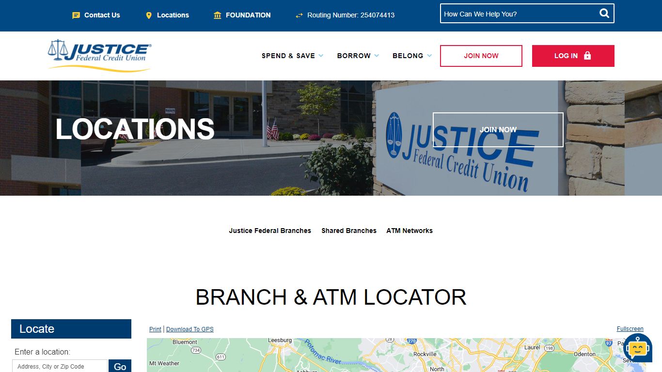 Locations - Justice Federal Credit Union